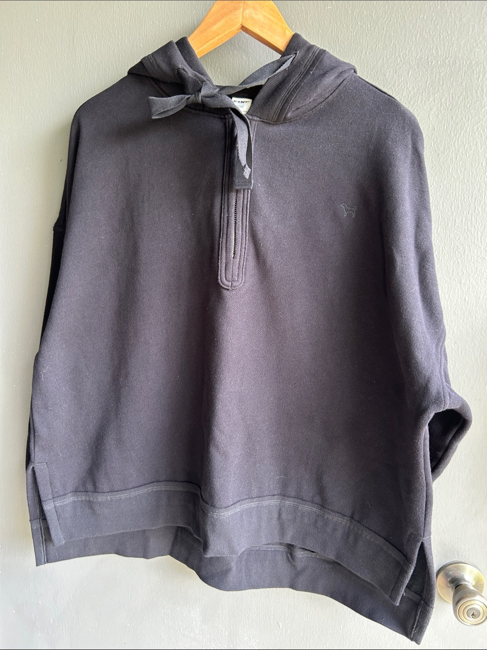 Womans Victoria Secret Black Hooded quarter zip Pullover - Casual Comfort